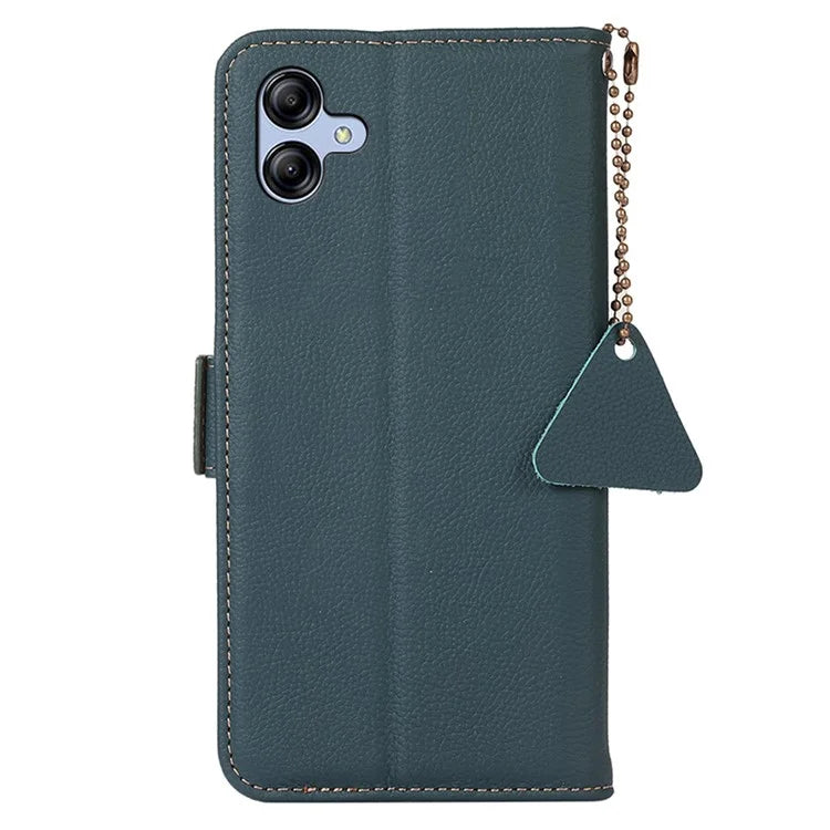 TJ For Samsung Galaxy A05 4G Case Genuine Cow Leather RFID Blocking Cover