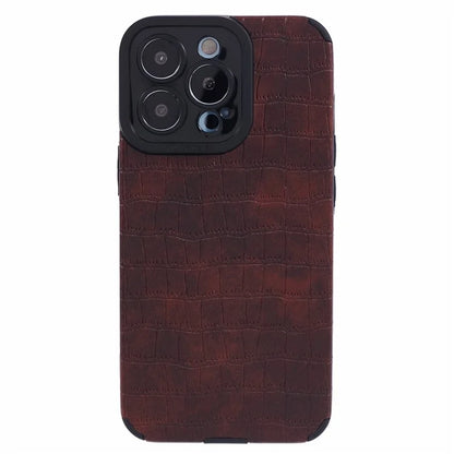 For iPhone 15 Pro Max Case Scratch Proof Crocodile Texture PU Leather+TPU Phone Cover