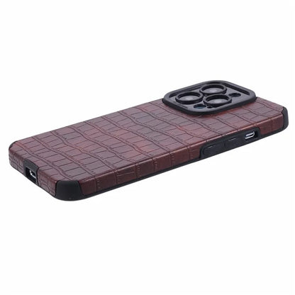 For iPhone 15 Pro Max Case Scratch Proof Crocodile Texture PU Leather+TPU Phone Cover