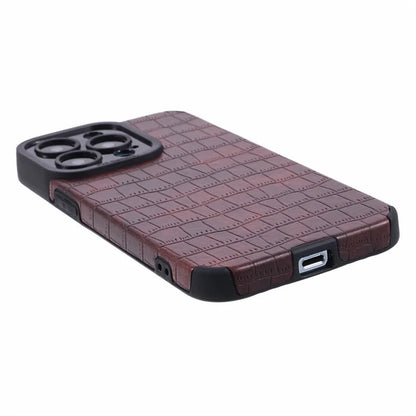 For iPhone 15 Pro Max Case Scratch Proof Crocodile Texture PU Leather+TPU Phone Cover