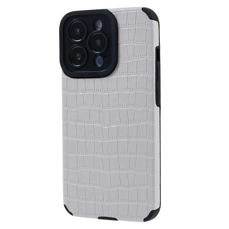 For iPhone 15 Pro Max Case Scratch Proof Crocodile Texture PU Leather+TPU Phone Cover