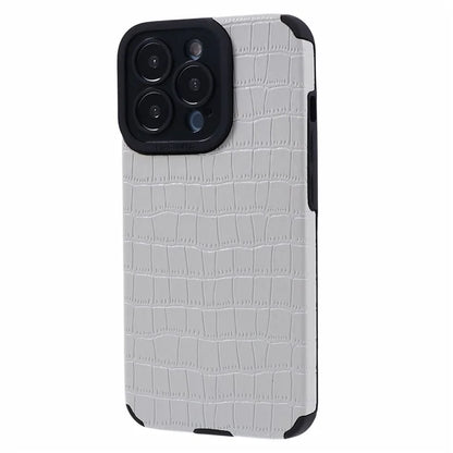 For iPhone 15 Pro Max Case Scratch Proof Crocodile Texture PU Leather+TPU Phone Cover