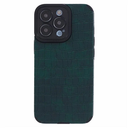 For iPhone 15 Pro Max Case Scratch Proof Crocodile Texture PU Leather+TPU Phone Cover