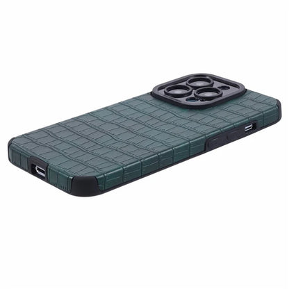 For iPhone 15 Pro Max Case Scratch Proof Crocodile Texture PU Leather+TPU Phone Cover