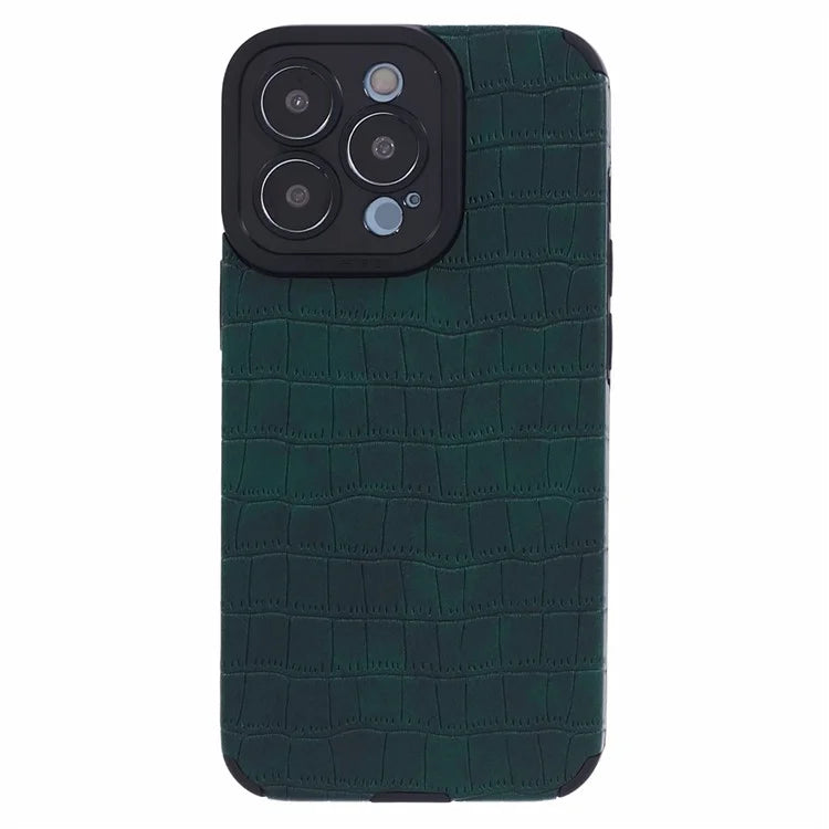 For iPhone 14 Pro Case Crocodile Texture PU Leather+TPU Phone Back Cover