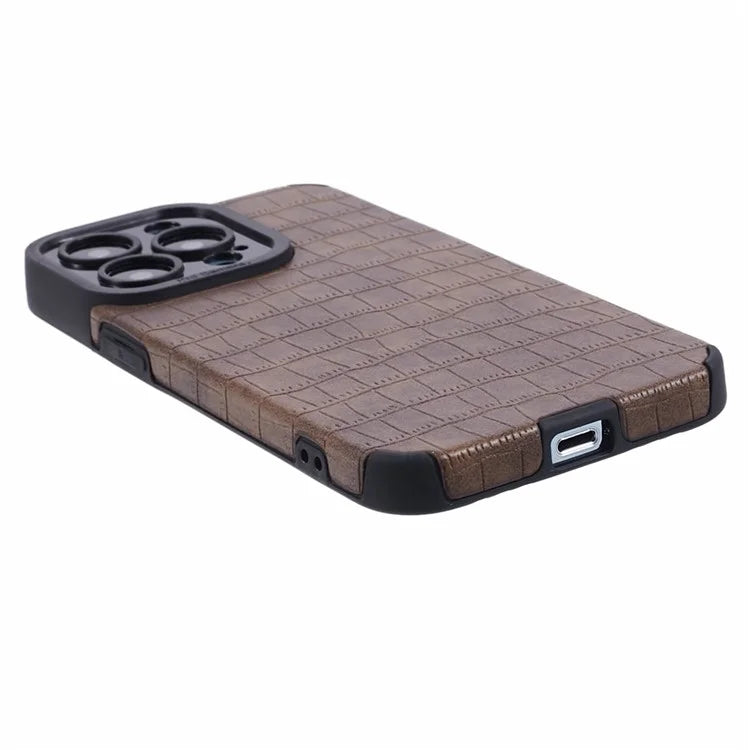 For iPhone 14 Pro Max Case Crocodile Texture Anti-fall PU Leather+TPU Phone Cover