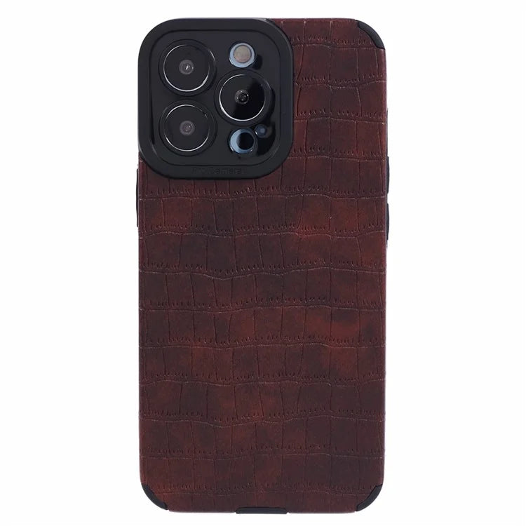 For iPhone 13 Pro Max Case PU Leather+TPU Crocodile Texture Phone Cover