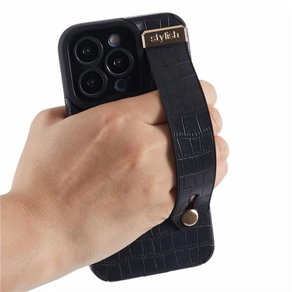 For iPhone 15 Pro Case Crocodile Texture Phone Cover PU Leather+TPU Shell