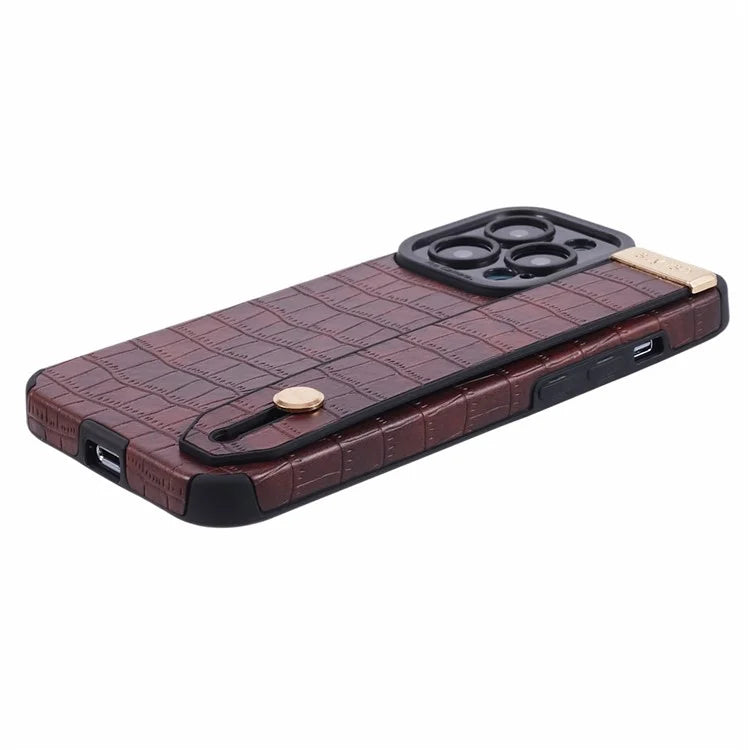 For iPhone 14 Pro Max Case Crocodile Texture Cover PU Leather+TPU Phone Shell