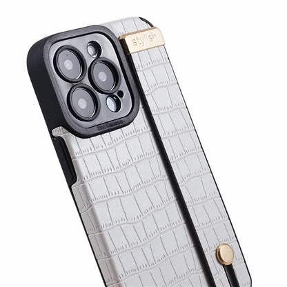 For iPhone 14 Pro Max Case Crocodile Texture Cover PU Leather+TPU Phone Shell