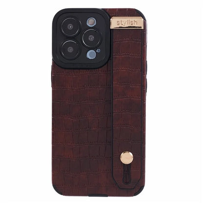 For iPhone 14 Pro Case Crocodile Texture Phone Cover PU Leather+TPU Back Protector