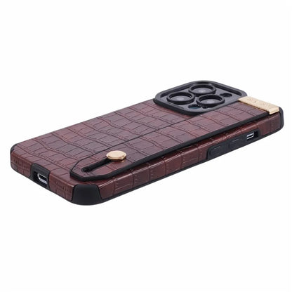 For iPhone 14 Pro Case Crocodile Texture Phone Cover PU Leather+TPU Back Protector