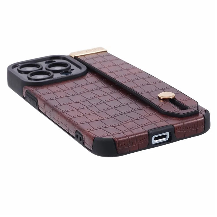 For iPhone 14 Pro Case Crocodile Texture Phone Cover PU Leather+TPU Back Protector
