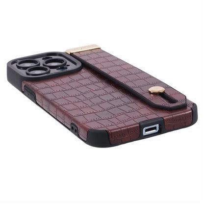 For iPhone 14 Pro Case Crocodile Texture Phone Cover PU Leather+TPU Back Protector