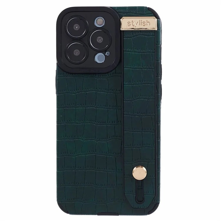 For iPhone 14 Pro Case Crocodile Texture Phone Cover PU Leather+TPU Back Protector