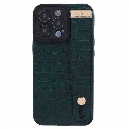 For iPhone 14 Pro Case Crocodile Texture Phone Cover PU Leather+TPU Back Protector