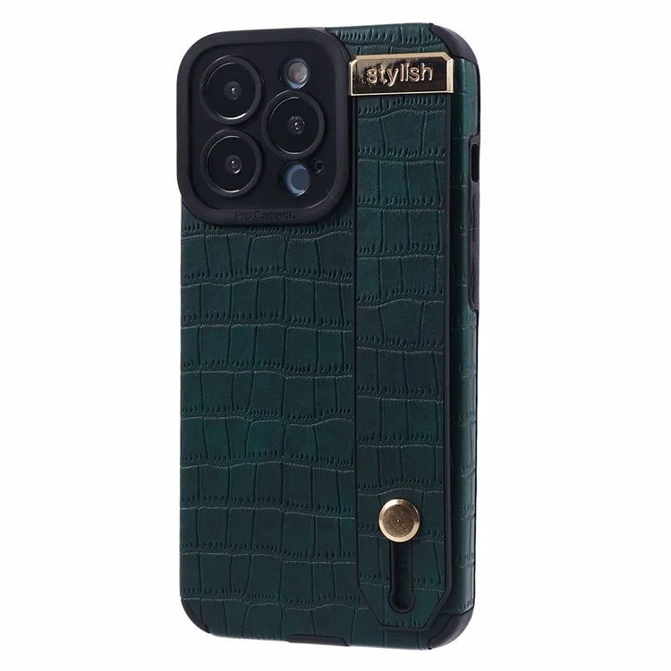 For iPhone 14 Pro Case Crocodile Texture Phone Cover PU Leather+TPU Back Protector