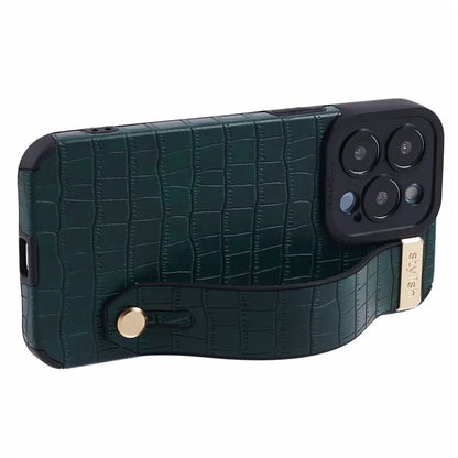 For iPhone 14 Pro Case Crocodile Texture Phone Cover PU Leather+TPU Back Protector