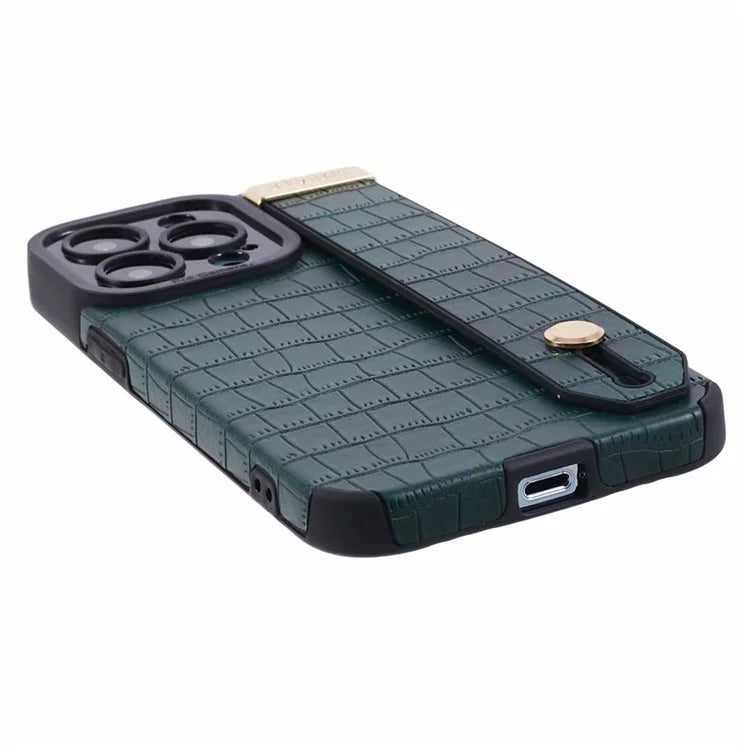 For iPhone 14 Pro Case Crocodile Texture Phone Cover PU Leather+TPU Back Protector