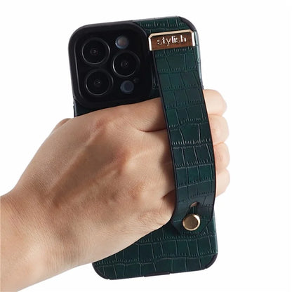 For iPhone 14 Pro Case Crocodile Texture Phone Cover PU Leather+TPU Back Protector