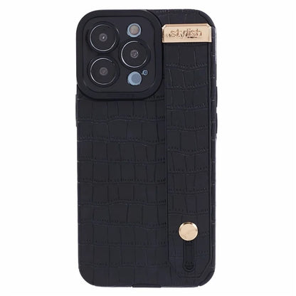For iPhone 14 Pro Case Crocodile Texture Phone Cover PU Leather+TPU Back Protector