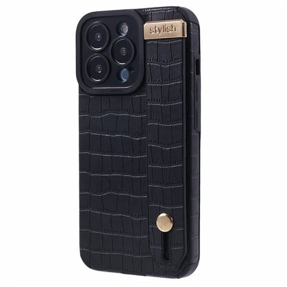 For iPhone 14 Pro Case Crocodile Texture Phone Cover PU Leather+TPU Back Protector