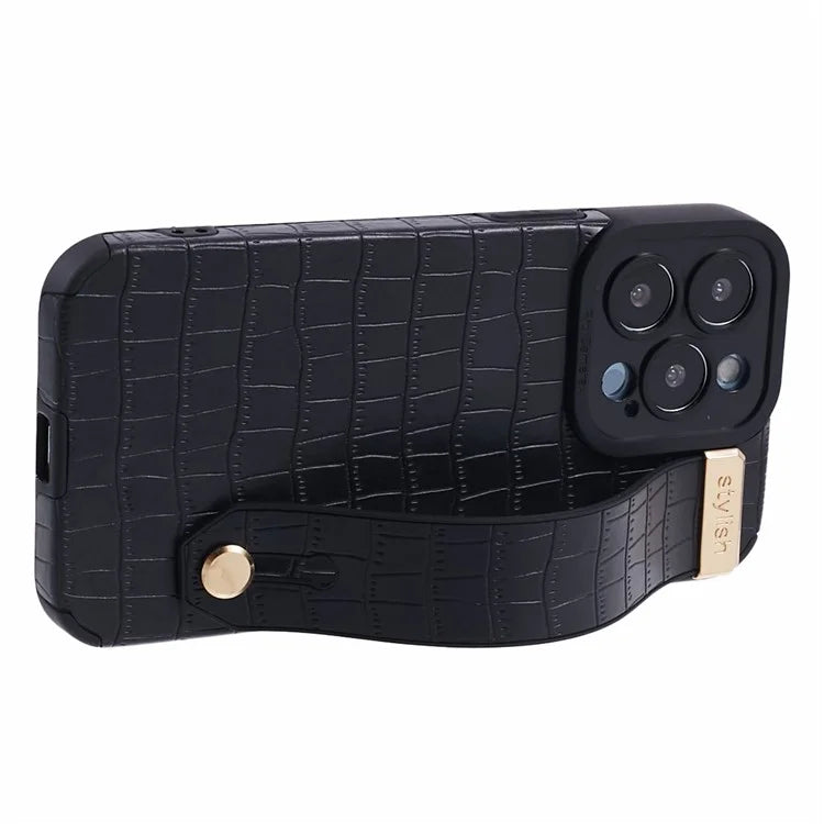 For iPhone 14 Pro Case Crocodile Texture Phone Cover PU Leather+TPU Back Protector