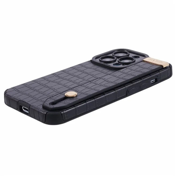 For iPhone 14 Pro Case Crocodile Texture Phone Cover PU Leather+TPU Back Protector