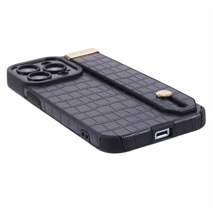 For iPhone 14 Pro Case Crocodile Texture Phone Cover PU Leather+TPU Back Protector