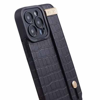 For iPhone 14 Pro Case Crocodile Texture Phone Cover PU Leather+TPU Back Protector