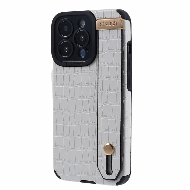 For iPhone 14 Pro Case Crocodile Texture Phone Cover PU Leather+TPU Back Protector