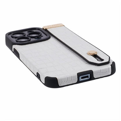 For iPhone 14 Pro Case Crocodile Texture Phone Cover PU Leather+TPU Back Protector