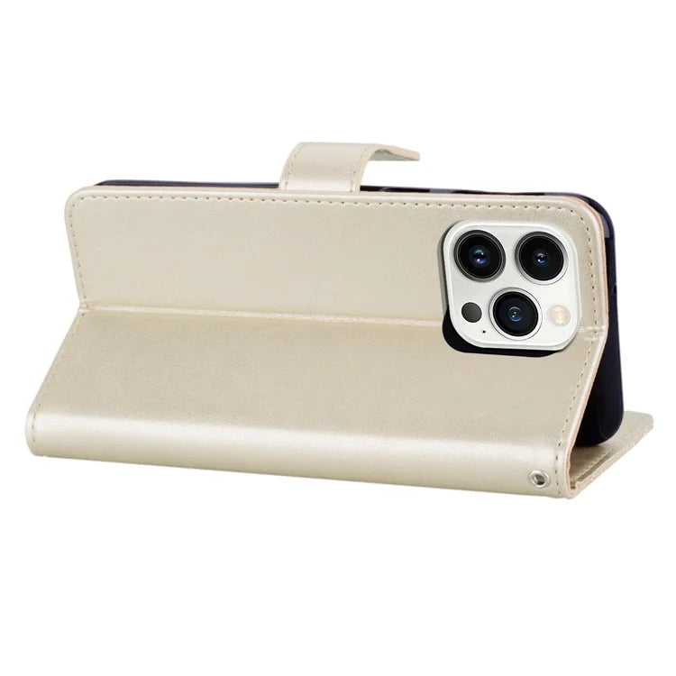 For iPhone 15 Pro Case Rhinestone Owl Imprinted PU Leather Stand Wallet Phone Shell