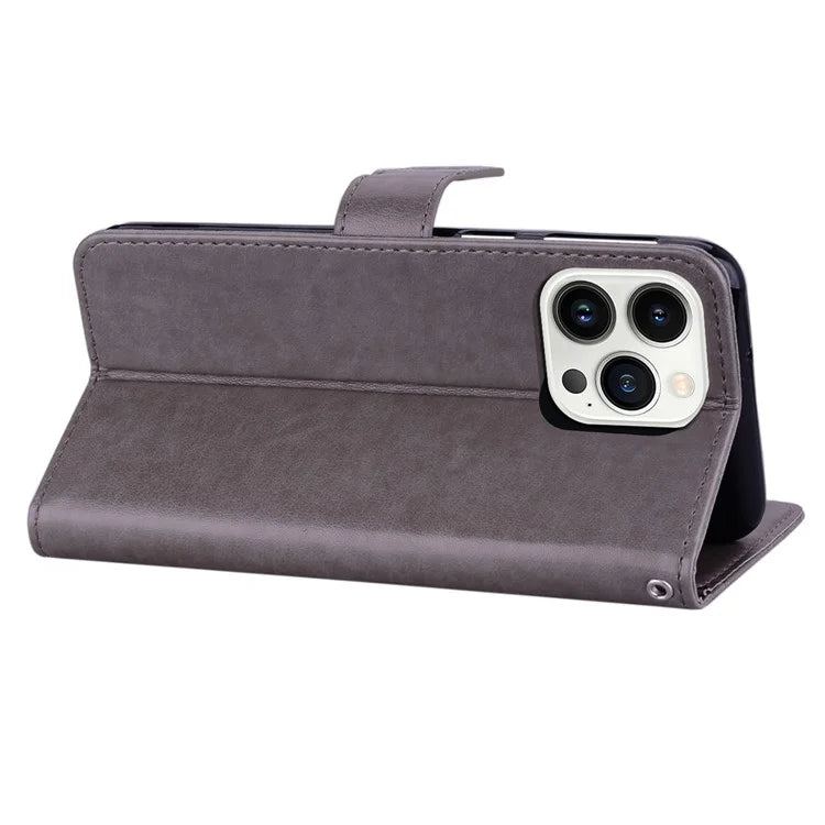 For iPhone 15 Pro Case Rhinestone Owl Imprinted PU Leather Stand Wallet Phone Shell