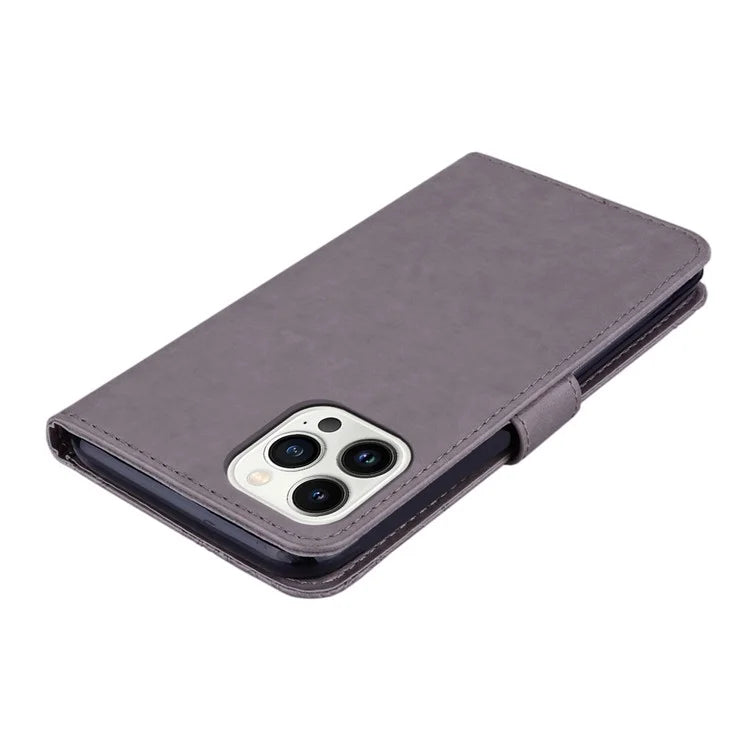 For iPhone 15 Pro Case Rhinestone Owl Imprinted PU Leather Stand Wallet Phone Shell