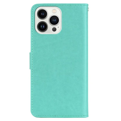 For iPhone 15 Pro Max Leather Case Rhinestone Decor Owl Pattern Phone Stand Wallet Cover