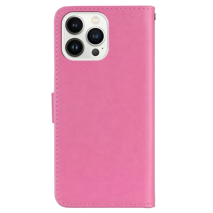 For iPhone 15 Pro Max Leather Case Rhinestone Decor Owl Pattern Phone Stand Wallet Cover