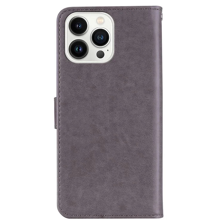 For iPhone 15 Pro Max Leather Case Rhinestone Decor Owl Pattern Phone Stand Wallet Cover