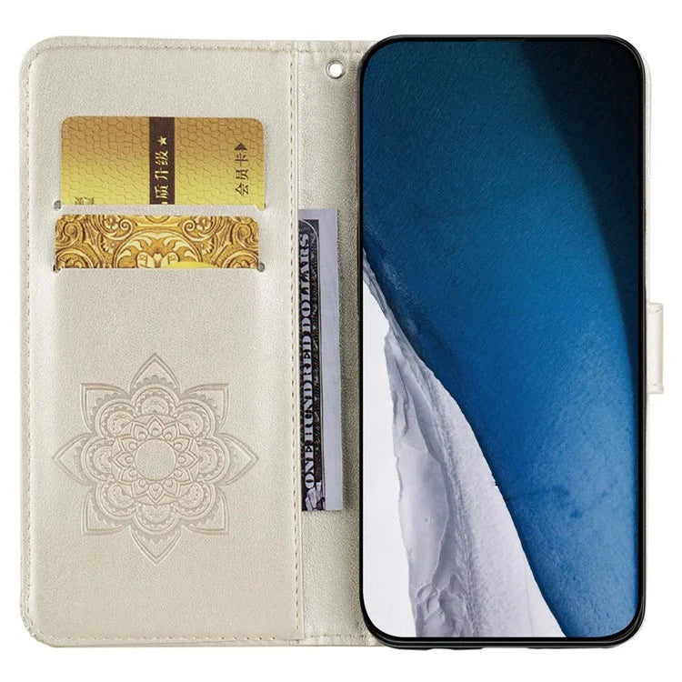 For Samsung Galaxy A05 4G Case Rhinestone Decor Owl Pattern Leather Phone Wallet Cover