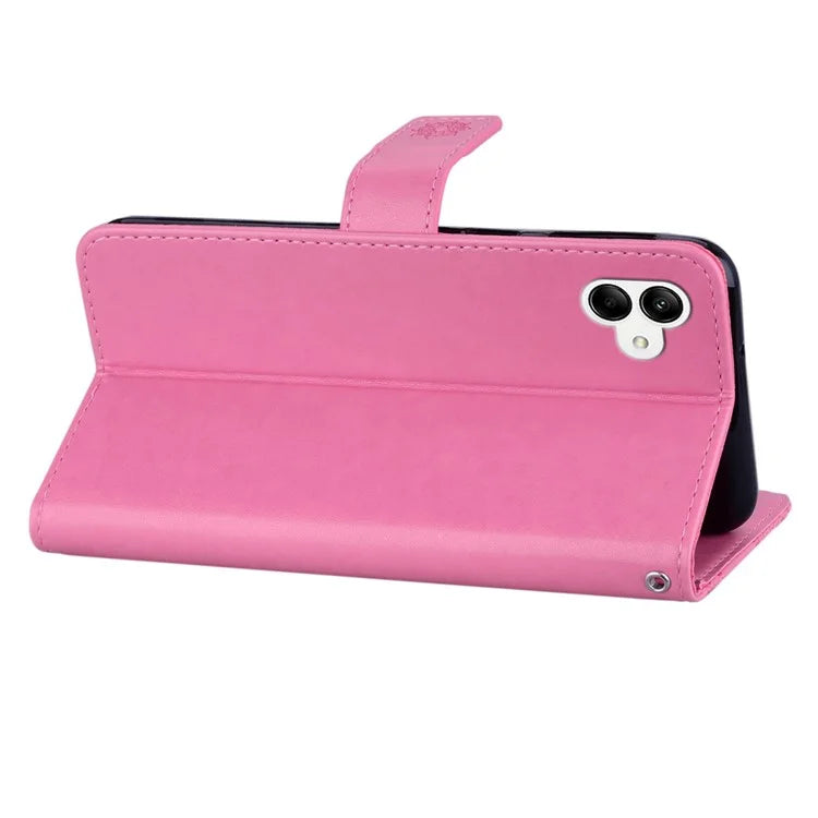 For Samsung Galaxy A05 4G Case Rhinestone Decor Owl Pattern Leather Phone Wallet Cover