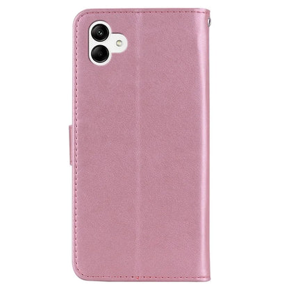 For Samsung Galaxy A05 4G Case Rhinestone Decor Owl Pattern Leather Phone Wallet Cover Gold