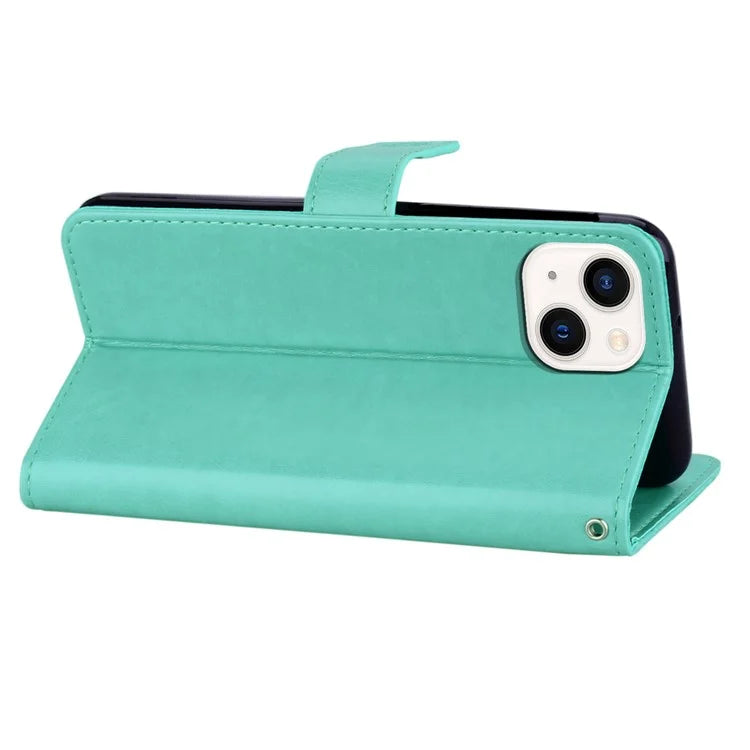 For iPhone 15 Case Owl Pattern PU Leather Stand Wallet Flip Phone Cover