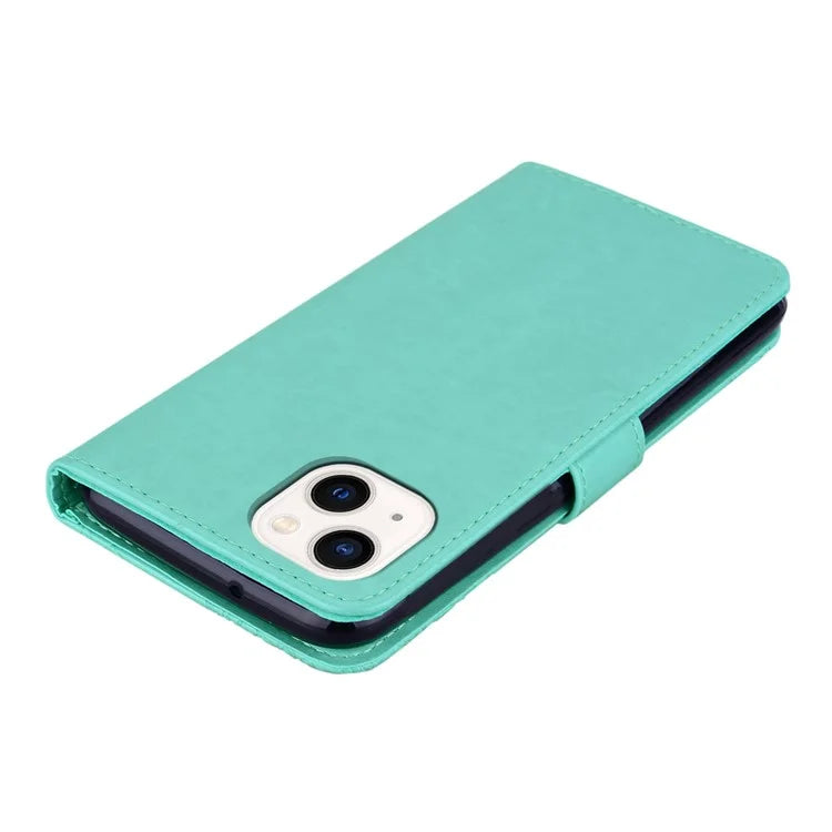For iPhone 15 Case Owl Pattern PU Leather Stand Wallet Flip Phone Cover
