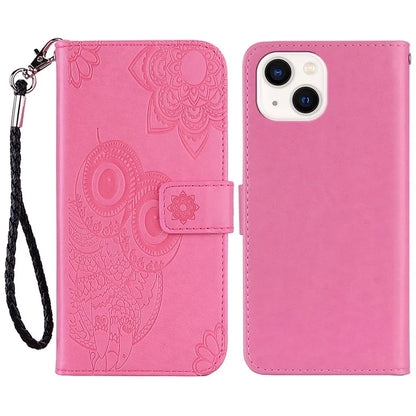 For iPhone 15 Case Owl Pattern PU Leather Stand Wallet Flip Phone Cover