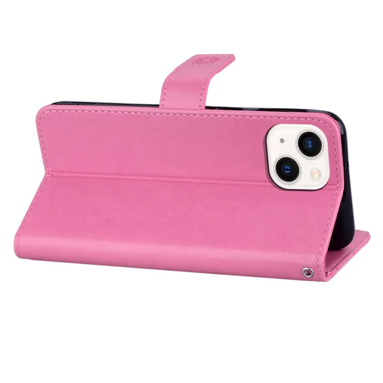For iPhone 15 Case Owl Pattern PU Leather Stand Wallet Flip Phone Cover