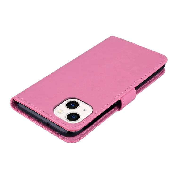 For iPhone 15 Case Owl Pattern PU Leather Stand Wallet Flip Phone Cover
