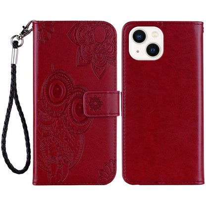 For iPhone 15 Case Owl Pattern PU Leather Stand Wallet Flip Phone Cover