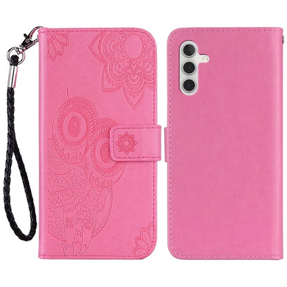 For Samsung Galaxy A15 4G Case Leather Wallet Owl Flower Imprinted Cell Phone Cover