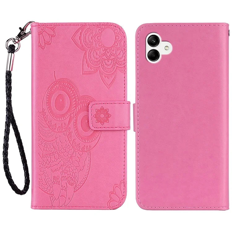 For Samsung Galaxy A05 4G Case Owl Imprinted PU Leather Anti-drop Phone Wallet Cover