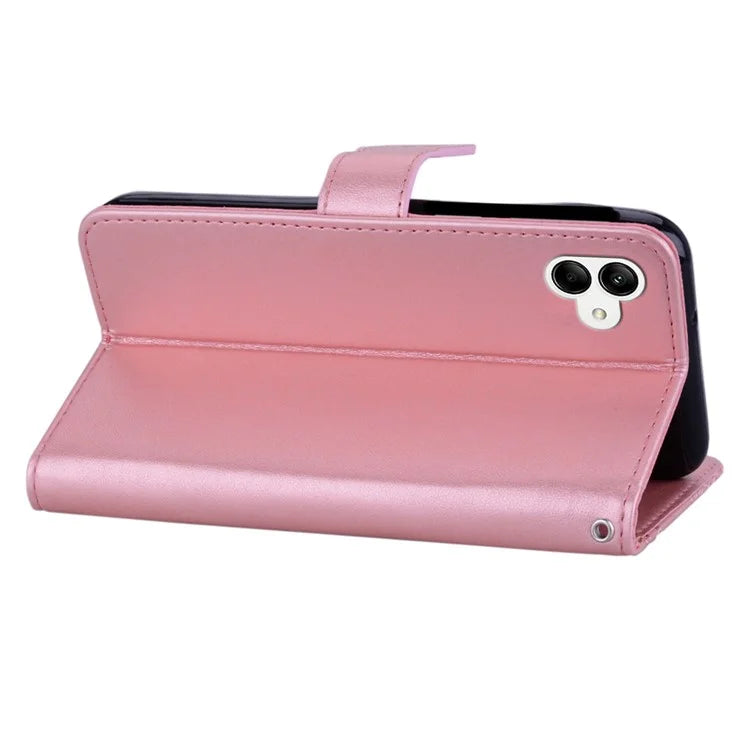 For Samsung Galaxy A05 4G Case Owl Imprinted PU Leather Anti-drop Phone Wallet Cover Gold